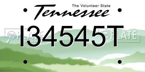 I34545T Tennessee License Plate