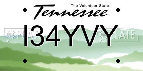 I34YVY Tennessee License Plate