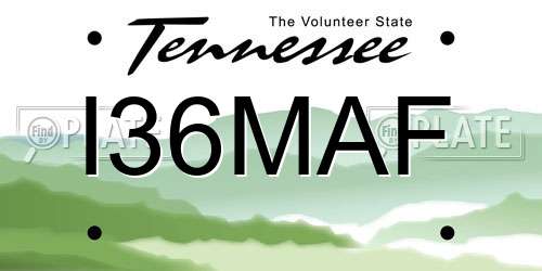 I36MAF Tennessee License Plate