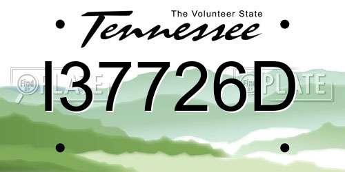 I37726D Tennessee License Plate