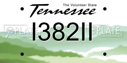 I382II Tennessee License Plate