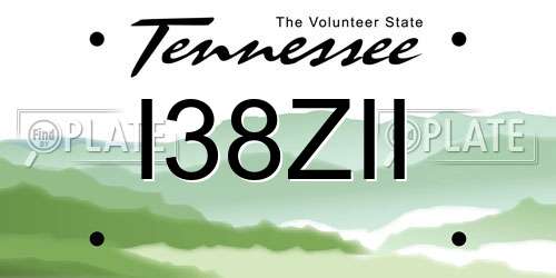 I38ZII Tennessee License Plate