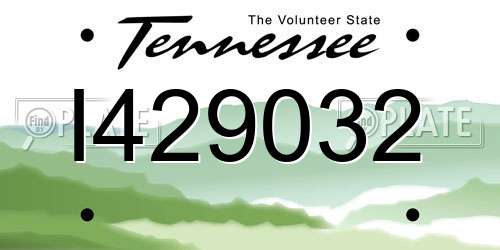I429032 Tennessee License Plate