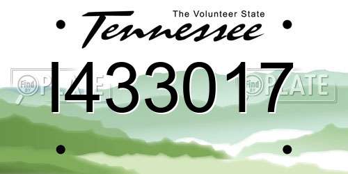 I433017 Tennessee License Plate
