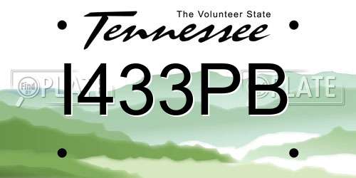 I433PB Tennessee License Plate
