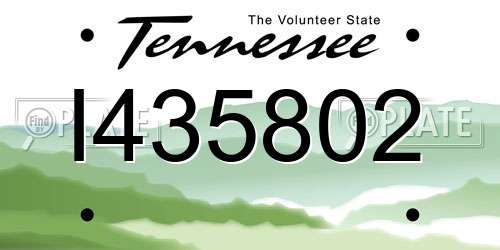 I435802 Tennessee License Plate