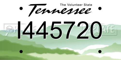 I445720 Tennessee License Plate