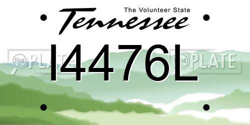 I4476L Tennessee License Plate