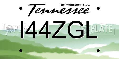 I44ZGL Tennessee License Plate