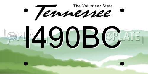 I490BC Tennessee License Plate