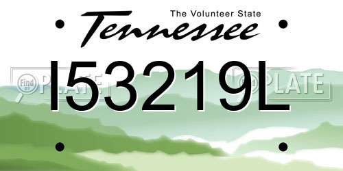 I53219L Tennessee License Plate
