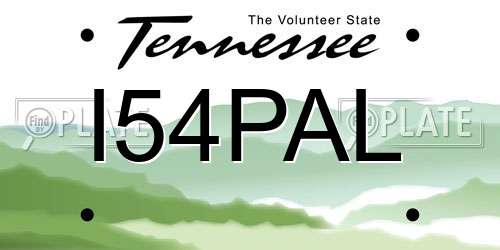 I54PAL Tennessee License Plate