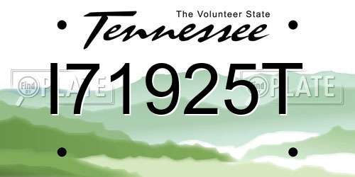 I71925T Tennessee License Plate
