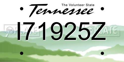 I71925Z Tennessee License Plate
