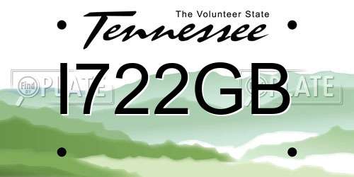 I722GB Tennessee License Plate