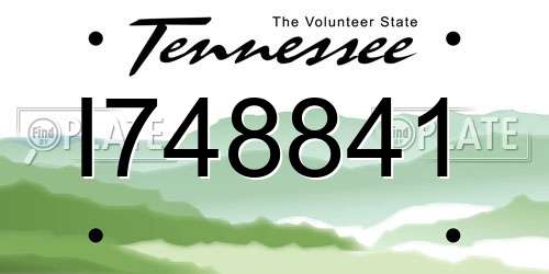 I748841 Tennessee License Plate
