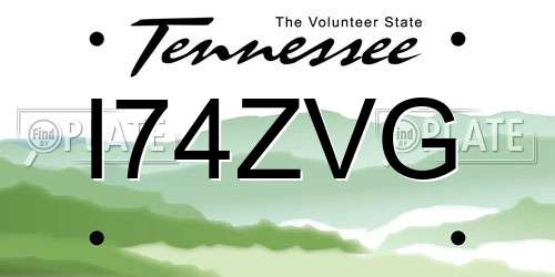 I74ZVG Tennessee License Plate