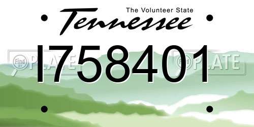 I758401 Tennessee License Plate