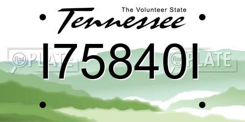 I75840I Tennessee License Plate