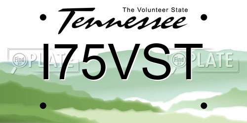 I75VST Tennessee License Plate