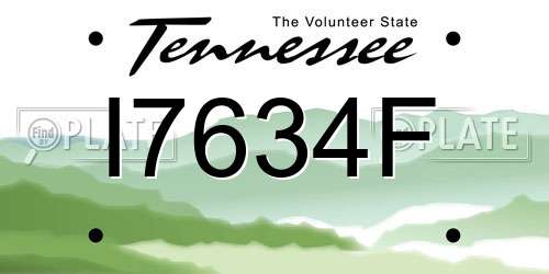 I7634F Tennessee License Plate