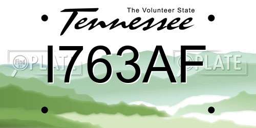 I763AF Tennessee License Plate