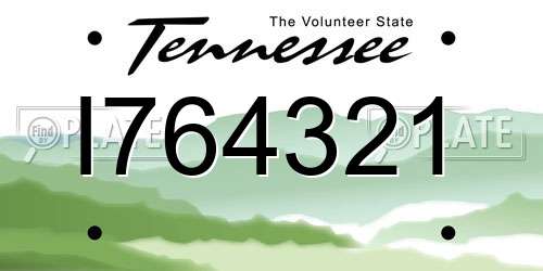 I764321 Tennessee License Plate