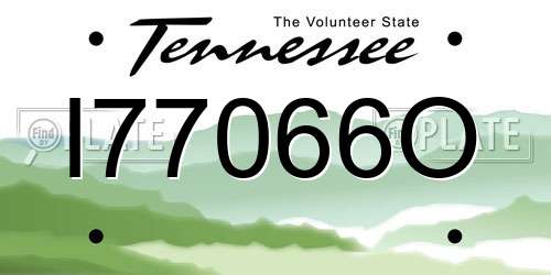 I77066O Tennessee License Plate