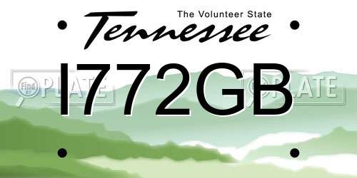 I772GB Tennessee License Plate