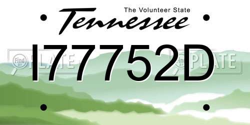 I77752D Tennessee License Plate