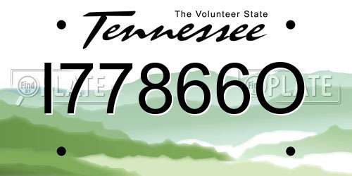 I77866O Tennessee License Plate