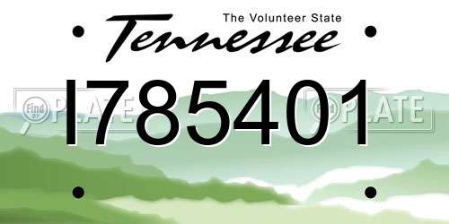I785401 Tennessee License Plate