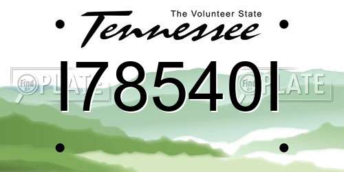 I78540I Tennessee License Plate
