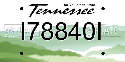 I78840I Tennessee License Plate