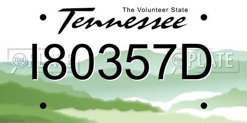 I80357D Tennessee License Plate
