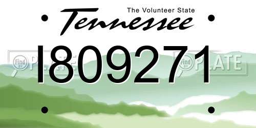 I809271 Tennessee License Plate