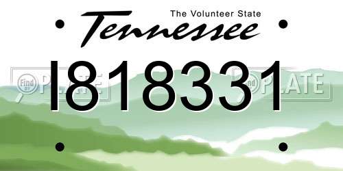 I818331 Tennessee License Plate
