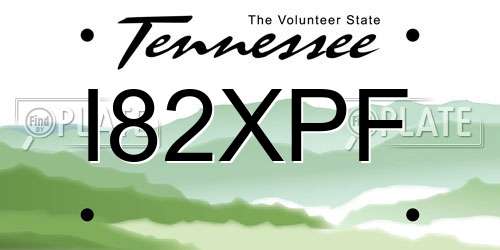 I82XPF Tennessee License Plate