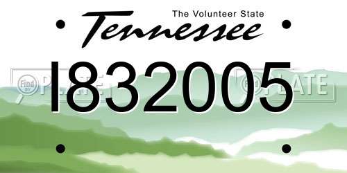 I832005 Tennessee License Plate