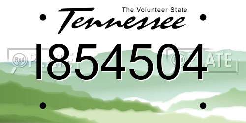 I854504 Tennessee License Plate