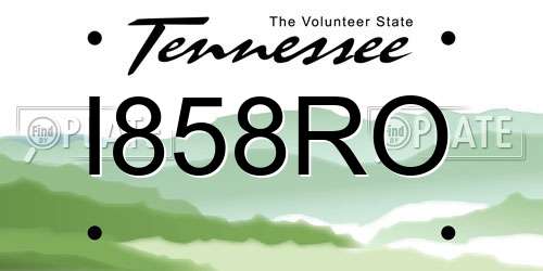 I858RO Tennessee License Plate