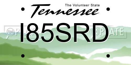 I85SRD Tennessee License Plate