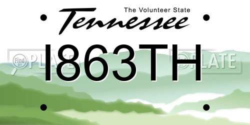 I863TH Tennessee License Plate