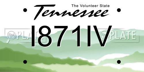 I871IV Tennessee License Plate
