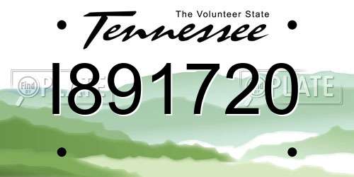I891720 Tennessee License Plate