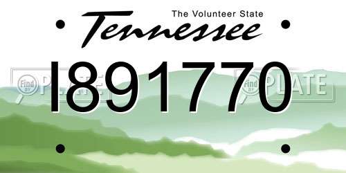 I891770 Tennessee License Plate