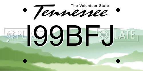 I99BFJ Tennessee License Plate