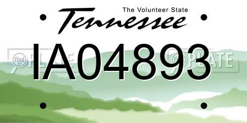 IA04893 Tennessee License Plate