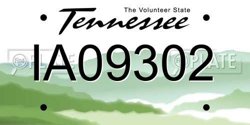 IA09302 Tennessee License Plate