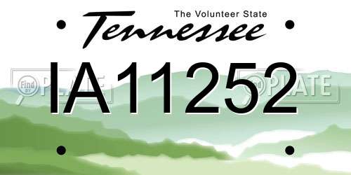 IA11252 Tennessee License Plate